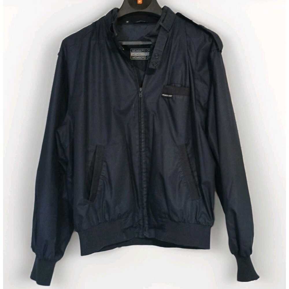 Vintage Blk Navy Blue? Members Only Jacket Mens Medium Bomber Flight Zip Classic